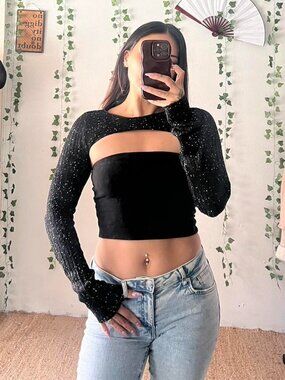 NWT Urban Outfitters Brooke sparkly shrug long sleeve sweater size S